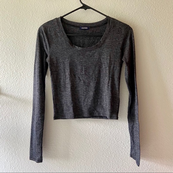 Tildon Tops - BP Gray Long Sleeve Crop Tee